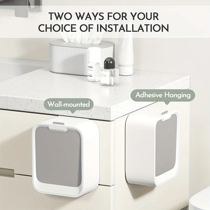 Hanging Trash Can,Motion Sensor Waste Bin Wall Mounted Smart Sensor Trash Bin with Lid for Kitchen Cabinet Door Under Sink