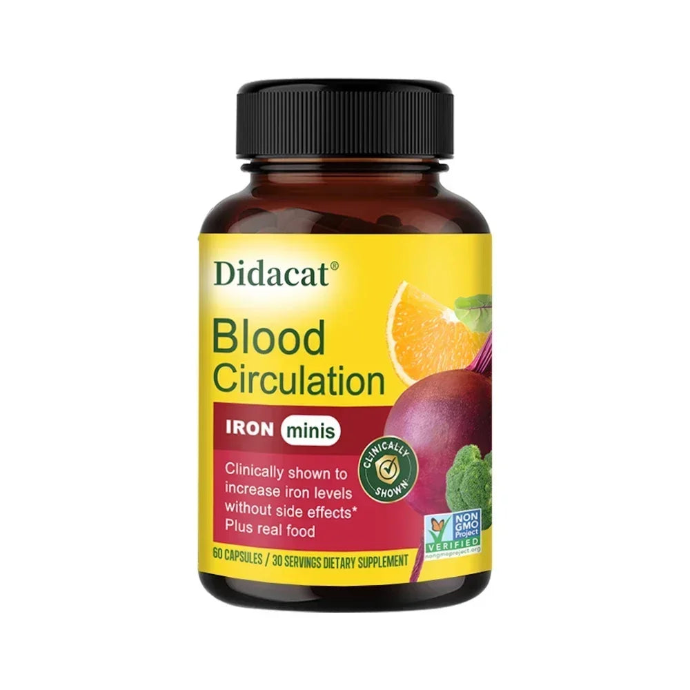 Blood Circulation - Iron Supplement - Iron with Vitamin C, Vitamin B12 and Folic Acid - Blood Health, 120 Capsules