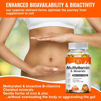Multivitamin & Minerals Supplement,with Probiotics, Supports Digestive Health, Immunity, Heart Function, Energy & Antioxidant