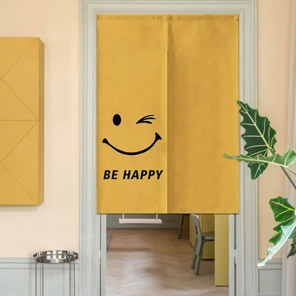 Nordic Creative Happy Face Door Curtain Home Decorations Hanging Curtains Kitchen Bathroom Partition Curtain Japanese Noren