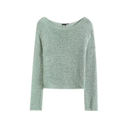 KEYANKETIAN 2024 Autumn New Women's Light green Sweater Simple style O-Neck Long Sleeve Soft Loose Pullover Cropped Knitted Top