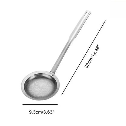 Stainless Steel Fine Mesh Fat Skimmer Spoon Strainer Fat Oil Skim Grease Foam Filter with Handle Kitchen Tool