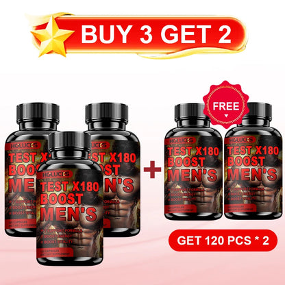 HOLUCKS Test X180 Men's Supplement, with Black Maca & D-Aspartic Acid, Support Healthy T Level, Muscle Function & Daily Vitality