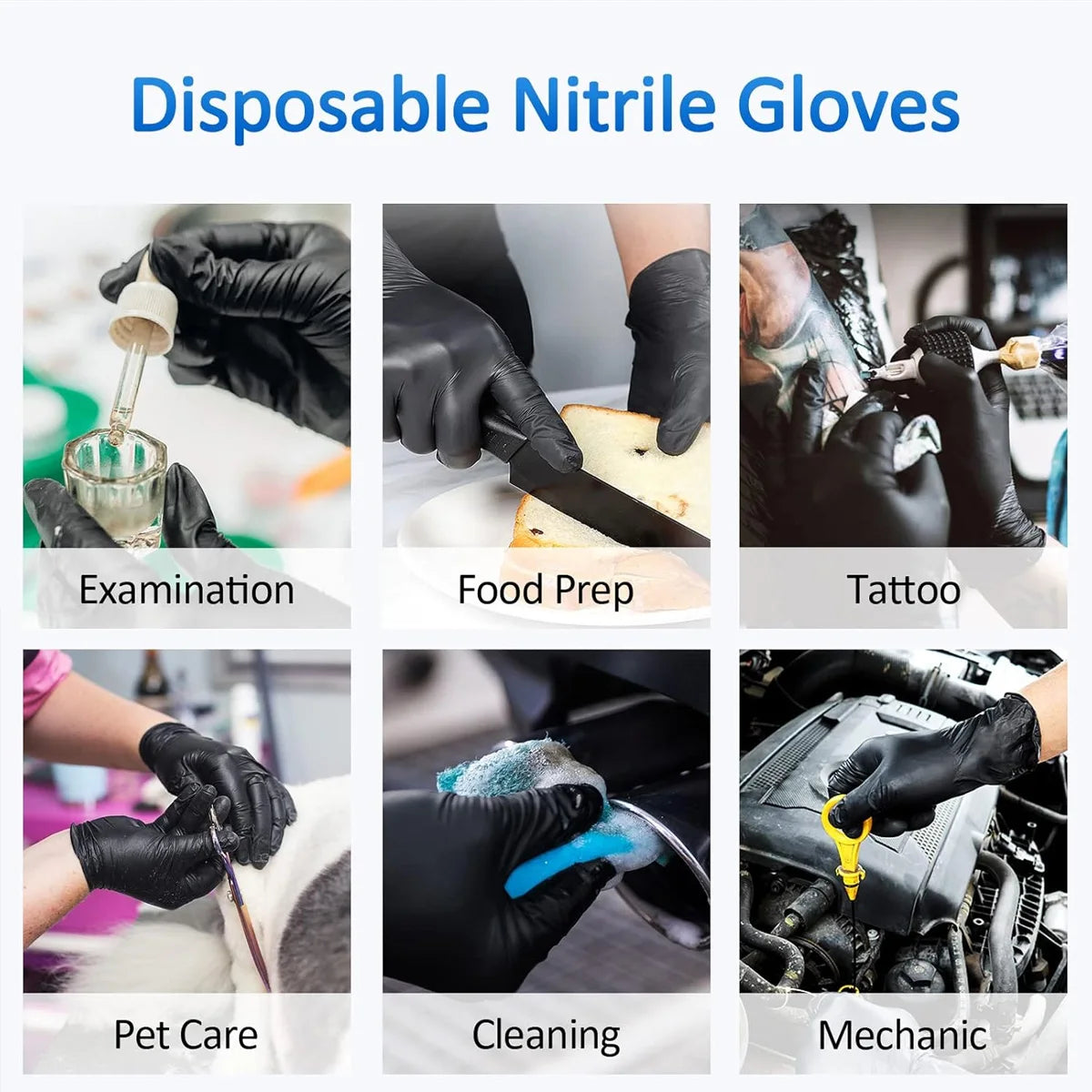 100/50/20PCS Bagged Black Pvc Nitrile Disposable Cleaning Gloves Waterproof Kitchen Cleaning Tattoo Hairdressing Gloves S/M/L/Xl