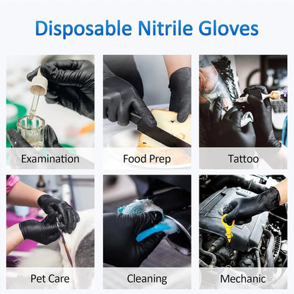 100/50/20PCS Bagged Black Pvc Nitrile Disposable Cleaning Gloves Waterproof Kitchen Cleaning Tattoo Hairdressing Gloves S/M/L/Xl