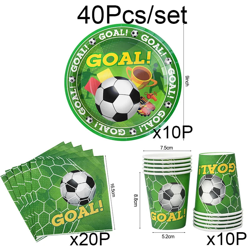 Green Football Birthday Disposable Tableware Set Soccer Paper Plate Cups Napkins For Kids Birthday Sport Party Decor Baby Shower