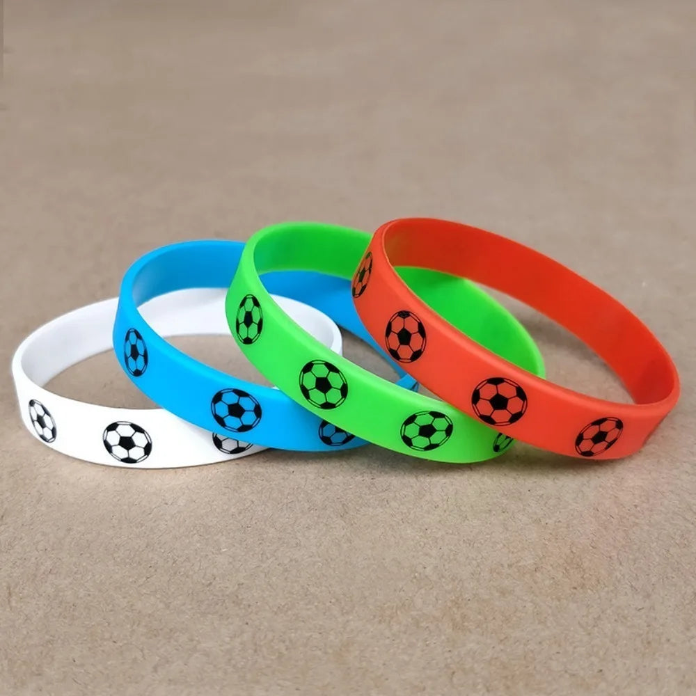 2pcs Printing Sports Soccer Silicone Bracelets  Euro 2024 Elastic Souvenir Sports Theme Bracelet Hand Circle
