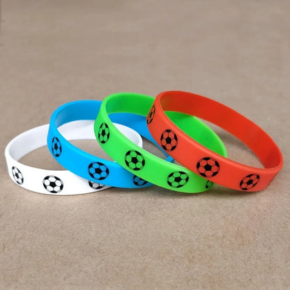 2pcs Printing Sports Soccer Silicone Bracelets  Euro 2024 Elastic Souvenir Sports Theme Bracelet Hand Circle