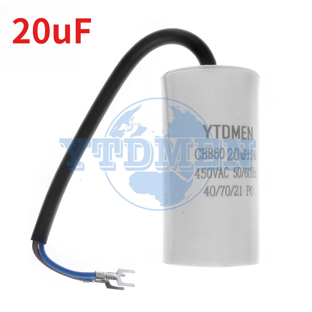 CBB60 Capacitor 450V AC Motor Run Capacitors 4UF 6UF 8UF 10UF 12UF 18UF 20UF 30UF 40UF 50UF 60UF for Washing Machine, Water Pump
