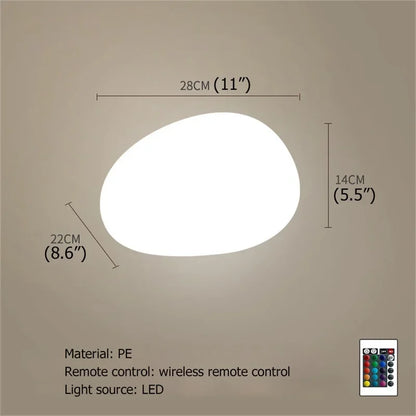 Solar Garden Lights Led Modern Creative White Stones Shape Waterproof IP65 with Remote Control Decor Home Courtyard Lawn Lamp