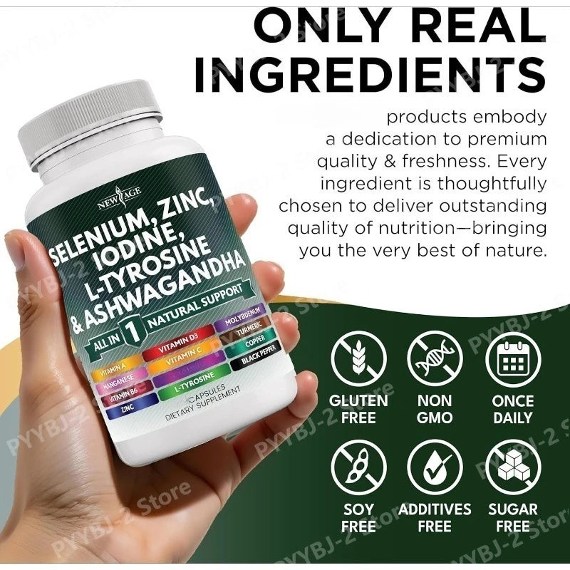 120 Count Multimineral Vitamin Capsules with Selenium Zinc Iodine L-TyrosineTurmeric Silica Supplement Daily Nutrition Support