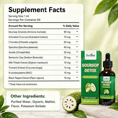 Soursop Drops 60ml–Plant Based Wellness Supplement Supports Natural Detox Immunity Digestion & Energy for Adults