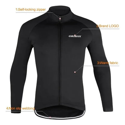 GRSRXX Thermal Men Cycling Jacket Black Mountain Bike Jacket Winter Cycling Jersey Long Sleeve Bicycle Clothing Ciclismo Jacket