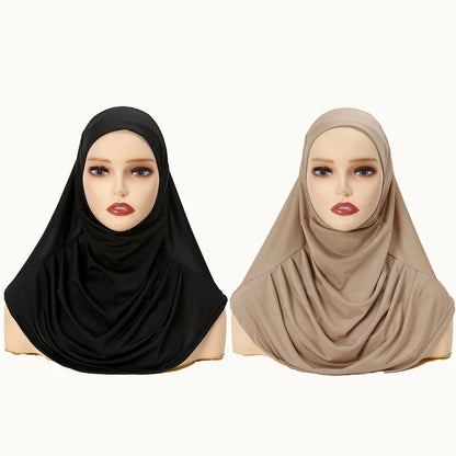 2/Pcs Crystal Hemp Wrinkle Hijab Instant Hijab Muslim Innerscarf For Woman Under Cap Hat Lady Solid Soft Headscarf Modal Jersey