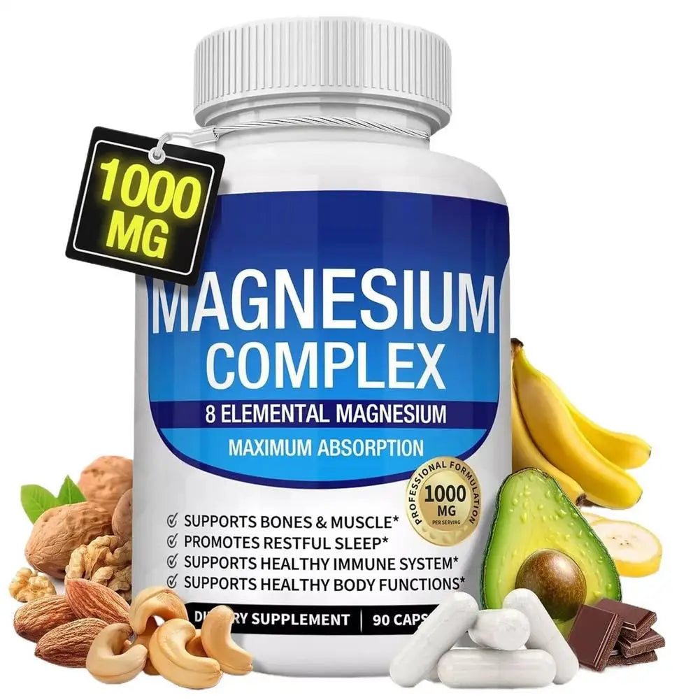 Magnesium Composite Capsules 1000mg Support Muscle Relaxation Relieve Stress Bone Health Dietary Supplement Health Care