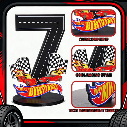 1pcs Race Car 1-9th Birthday Number Sign Centerpiece Race Car Theme Birthday Party Supplies Wooden Table Decoration Photo Props