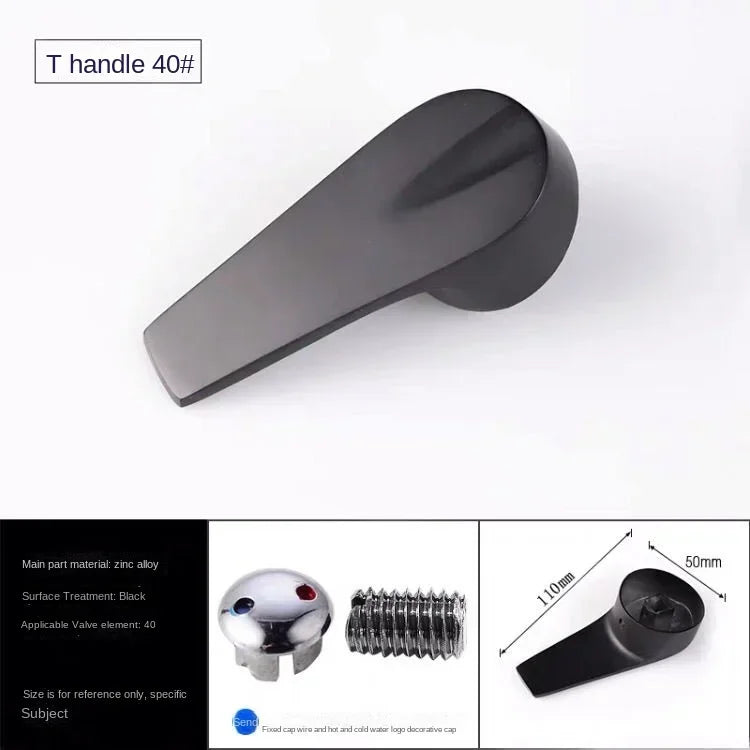 Black Faucet Switch Handle Mixing Valve Spool Handle Basin Kitchen Shower Hot and Cold Faucet Repair Accessories