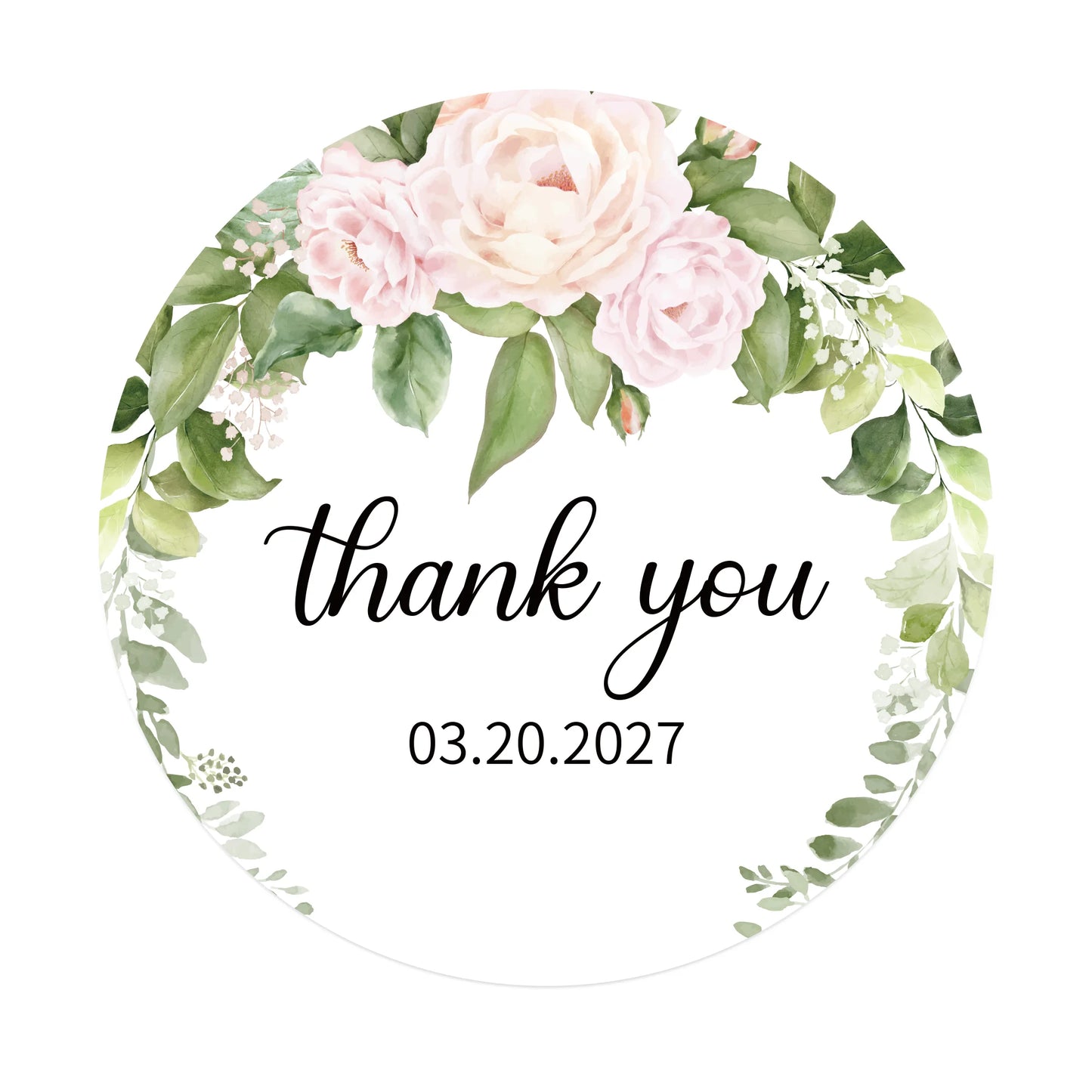 100 Pcs Personalized Round Label Stickers Custom Stickers of Name Date Thank You,for Bridal Shower Wedding Party Favors