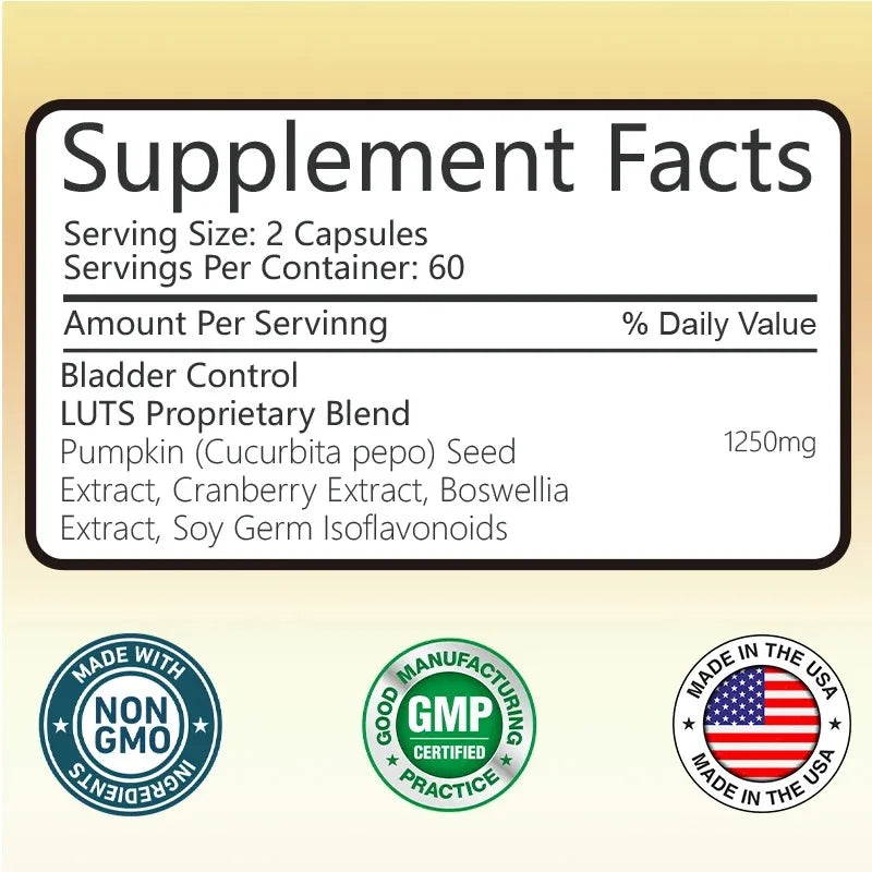 Bladder Control Supplement - Supports Urinary Tract Health - Helps Relieve Overactive Bladder and Urinary Tract Infections