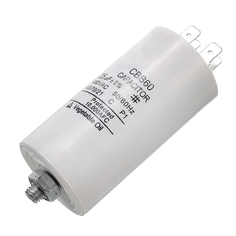 Universal 25uf Capacitor CBB60 Motor Run Capacitors Water Pump Starting Capasitor 450V AC Motors