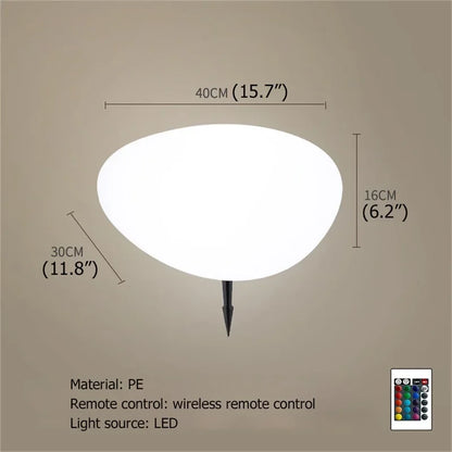 Solar Garden Lights Led Modern Creative White Stones Shape Waterproof IP65 with Remote Control Decor Home Courtyard Lawn Lamp
