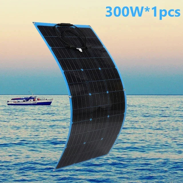Solar Panel Kit 300W 600W 12V Battery Charger Flexible Solar Energy Power with 60A Controller Outdoor for Car RV Marine Camper