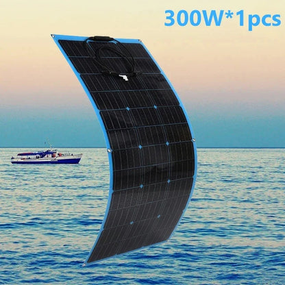 Solar Panel Kit 300W 600W 12V Battery Charger Flexible Solar Energy Power with 60A Controller Outdoor for Car RV Marine Camper