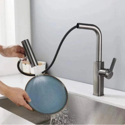 Kitchen Washbasin Faucet Four Gears Hot And Cold Sink Faucet Telescopic Waterfall Pullout Faucet Splash-Proof Various Countertop