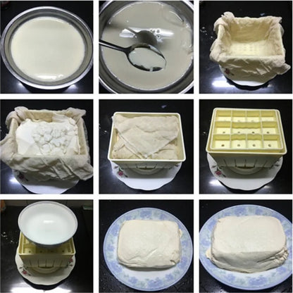 DIY Plastic Tofu Press Mould Homemade Tofu Mold Soybean Curd Tofu Making Mold With Cheese Cloth Kitchen Cooking Tool Set