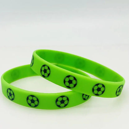 2pcs Printing Sports Soccer Silicone Bracelets  Euro 2024 Elastic Souvenir Sports Theme Bracelet Hand Circle