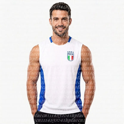 Summer Italian national football team sleeveless sports training vest men's printed breathable quick drying vest FamilyMatching