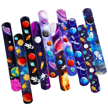 10-50 Pcs Cartoon Space Astronaut Theme Clapping Circle Wristband, Birthday Space Party Carnival School Kindergarten Gift Prize