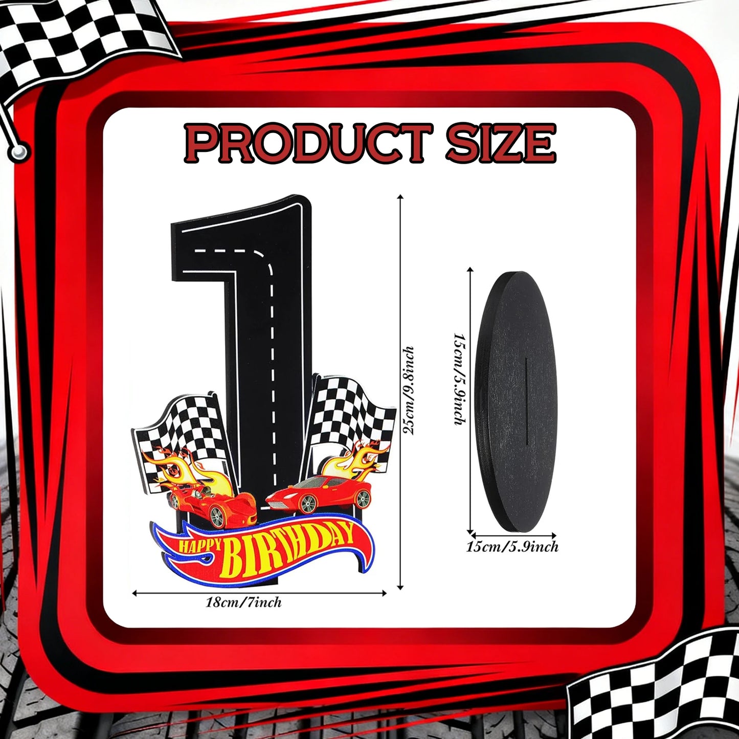 1pcs Race Car 1-9th Birthday Number Sign Centerpiece Race Car Theme Birthday Party Supplies Wooden Table Decoration Photo Props
