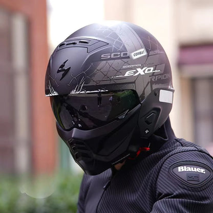 USA Scorpion Exo-Combat II Motorcycle Helmet Retro Detachable Helmet ECE DOT Certification Full Face Cascos Para Moto for Harley