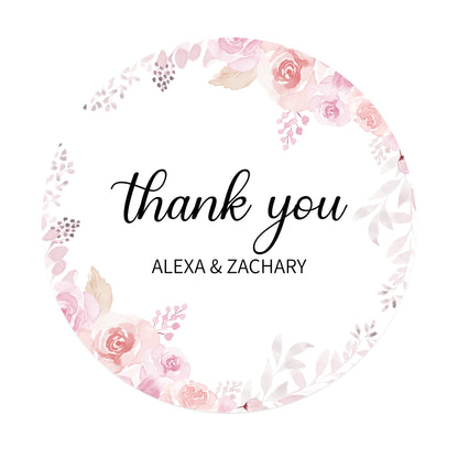 100 Pcs Personalized Round Label Stickers Custom Stickers of Name Date Thank You,for Bridal Shower Wedding Party Favors