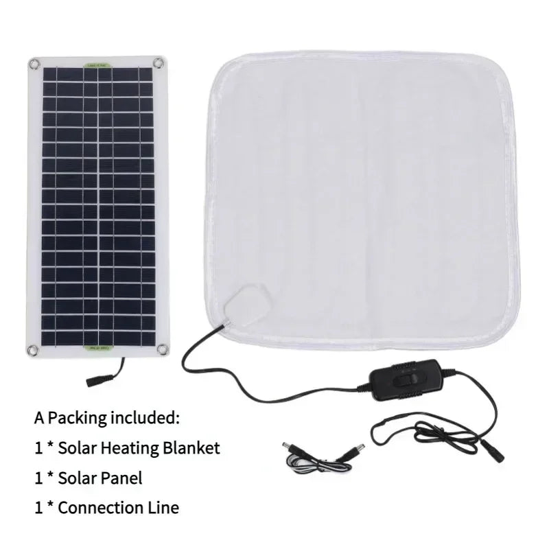 Solar Pet Heating Pad - 12V/50W Solar Panel Electric Blanket Heater with Energy Storage Box Solar-Heating-Blanket for Pets
