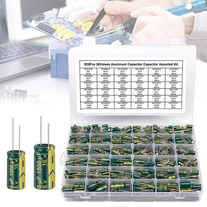 225PCS/lot 0.1UF-1000UF 15Values Aluminum Electrolytic Capacitors 16-50V Electrolytic Capacitor Assortment Kit with Storage Box