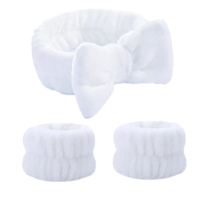 1/2/3Pcs Face Wash Absorbent Wristband Headband Hair Accessories Set Women Girls Coral Fleece Hair Bands Cuff Waterproof Bands