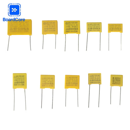 50PCS Polyester Film Capacitors Assortment Kit 102K~105K 0.047μF-1μF 275VAC X2 Safety Capacitor Assorted Pack