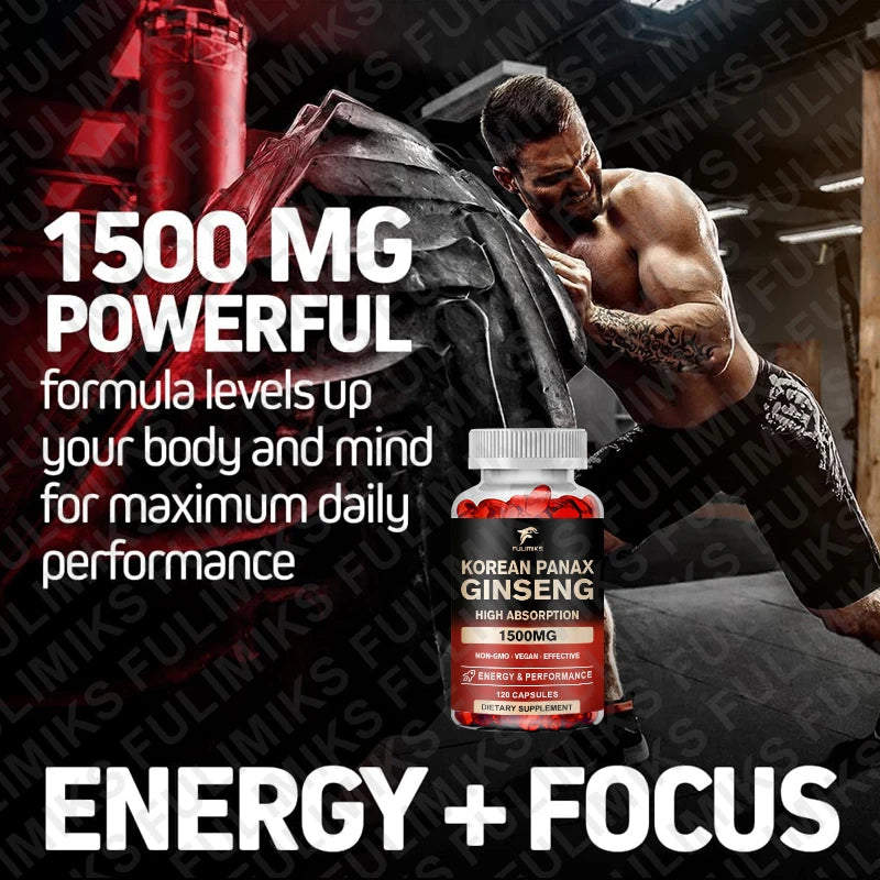 Panax Ginseng 15,000 mg - Red Korean Ginseng Supplement for Men - Extra Strength - Energy, Focus, Productivity & Performance