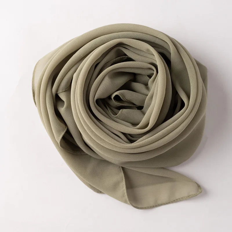 Muslim Chiffon Hijab Scarf Solid Color Square Head Wrap For Women Hijabs Scarves Jersey Hijabs Islamic Turban Headband Shawl