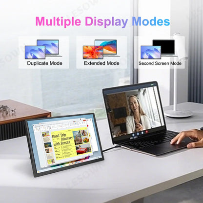 LESOWN Small Portable Monitor 10.1'' IPS 1280x800 USB C HDMI Laptop Second Screen External Display for Document Work PC