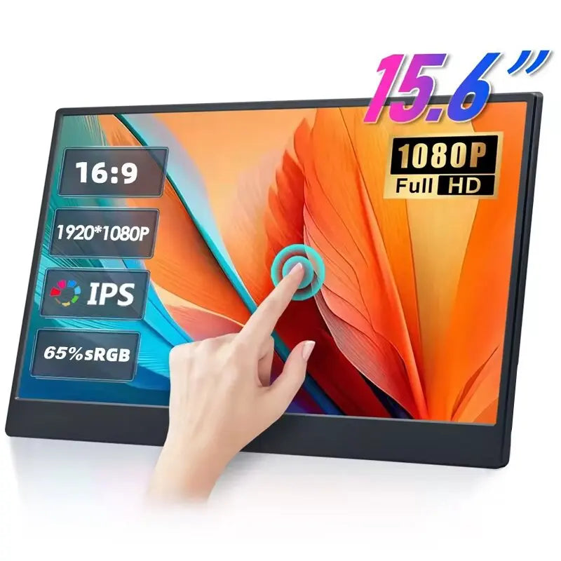LANLIPU 14/15.6/16 inch Portable Touch Monitor 1K HDR Second Display For office PS4/5 Switch PC  Cell  Phone Loptop Extension