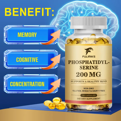 Advanced Phosphatidyl Serine Supplement, for Memory, Cognitive, Concentration, Reduces Stress Hormones & Fatigue, Sharp Focus