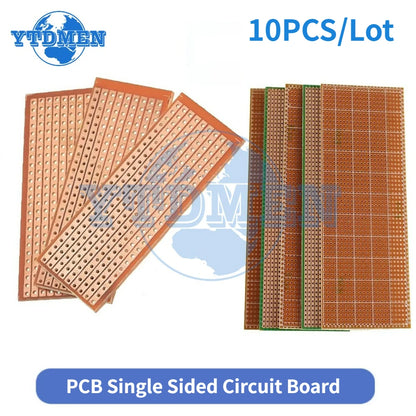 10PCS Stripboard PCB Board 2.5x6.4cm / 6.5x14.5cm Single Side Circuit Board DIY Universal Experiment Prototype Board for Arduino