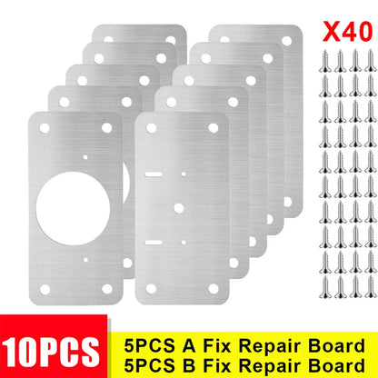 40/2pcs Hinge Repair Plate Furniture Drawer Cabinet Repair Fixing Plate Kitchen Cupboard Door Hinge Mounting Kit Household Tool