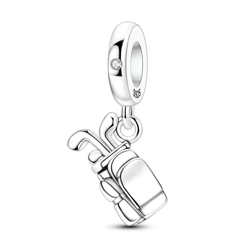 Passionate 925 Silver Dumbbell Badminton Soccer Sport Charms Beads Fit Pandach 925 Original Bracelet DIY Jewelry Graduation Gift