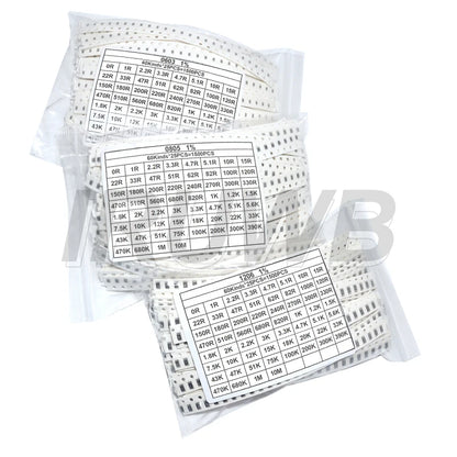 1500PCS/Set Resistors Assorted Set SMD 60 Values X 25Pcs 0R-10M Ohm 1% High Precision Film Chip Resistance Kit 0603 0805