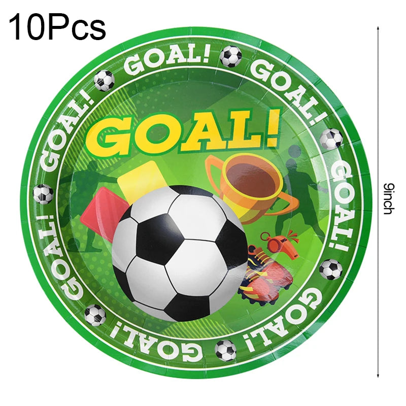 Green Football Birthday Disposable Tableware Set Soccer Paper Plate Cups Napkins For Kids Birthday Sport Party Decor Baby Shower