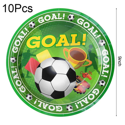 Green Football Birthday Disposable Tableware Set Soccer Paper Plate Cups Napkins For Kids Birthday Sport Party Decor Baby Shower